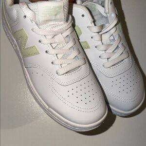 New Balance White and Light Green Sneakers for Men